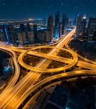 	 城市夜景高架交通俯瞰画面2088#横屏 