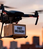 城市上空无人机快递送货13262#横屏 