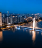 城市夜景桥梁与高楼俯瞰10862#横屏 