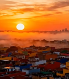 城市日出时多彩建筑景观2256#横屏 