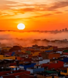 城市日出时多彩建筑景观2256#横屏 