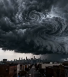 城市上空巨大风暴乌云景观6555#横屏 