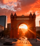 城市落日下的凯旋门景观13903#横屏 