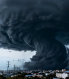 城市上空龙卷风乌云景象14968#横屏 