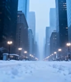 城市街道雪景全景4431#横屏 