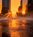 	 城市街道夕阳下的建筑景象9977#横屏 