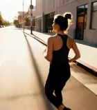 城市街道女子跑步健身素材9318#横屏 