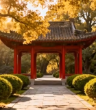 秋日公园中式凉亭风景8179#横屏 