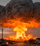 城市街道上空核爆炸场景12885#横屏 