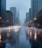 城市街道雨天行车景象7729#横屏 