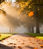 秋日森林阳光洒落林间小道9337#横屏 