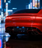 	 城市街道红色汽车夜景 ()3433#横屏 