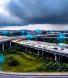 城市立交桥科技感航拍画面635#横屏 