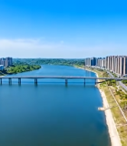 城市河流桥梁航拍全景5187#横屏 