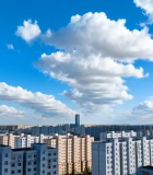 城市建筑群蓝天白云全景11215#横屏 
