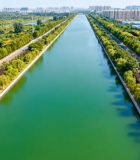 城市河流航拍全景1131#横屏 