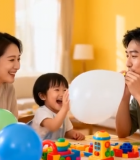 一家三口室内玩气球积木5920#横屏 