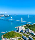 城市海港桥梁航拍全景14698#横屏 