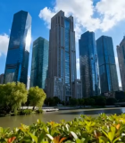 城市河畔高楼景观4349#横屏 