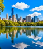 城市公园湖泊与高楼景观13536#横屏 