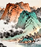 中式山水国画素材248#横屏 