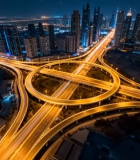 城市高架桥夜景车流俯瞰7088#横屏 