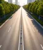 城市道路两旁绿树成荫景象10901#横屏 