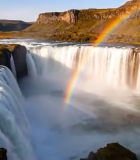 壮丽瀑布与彩虹自然景观504#横屏 