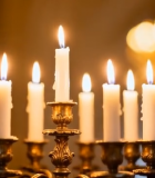 烛台上燃烧的多支蜡烛(1)2573#横屏 