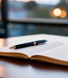 桌上翻开的书本与钢笔344#横屏 