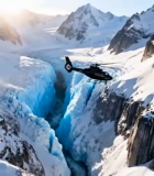 直升机飞越雪山冰川景观2279#横屏 