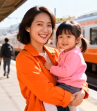 车站母亲抱孩子场景716#横屏 