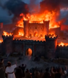 城堡被火焰攻击的场景5444#横屏 