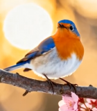 枝头小鸟与盛开花朵(1)2796#横屏 