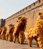 	 城墙下的舞狮表演3031#横屏 