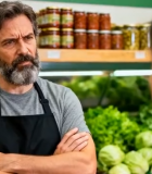 超市内男士与女士交流画面14585#横屏 