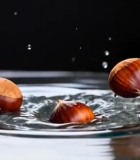 榛子入水溅起水花特写1327#横屏 