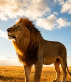 草原雄狮昂首眺望天空13024#横屏 