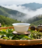 茶山茶具与新鲜茶叶素材8067#横屏 