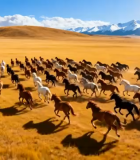 草原上奔跑的马群(6)11167#横屏 