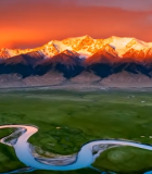 草原河流与雪山壮丽景观11989#横屏 