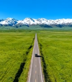 草原公路汽车行驶全景9450#横屏 