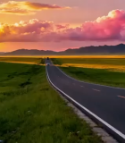 草原公路黄昏景色10014#横屏 