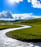 草原河流自然风光全景(1)5120#横屏 
