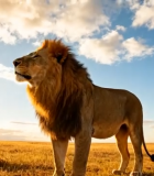 草原雄狮昂首眺望天空13024#横屏 