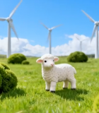 	 草原小羊与风力发电机景观5485#横屏 