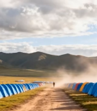 草原上排列整齐的露营帐篷4279#横屏 