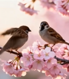 樱花枝头的麻雀2769#横屏 