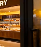 雨天透过玻璃看面包店场景1856#横屏 