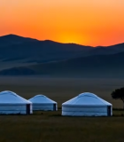 草原夕阳下的蒙古包9530#横屏 